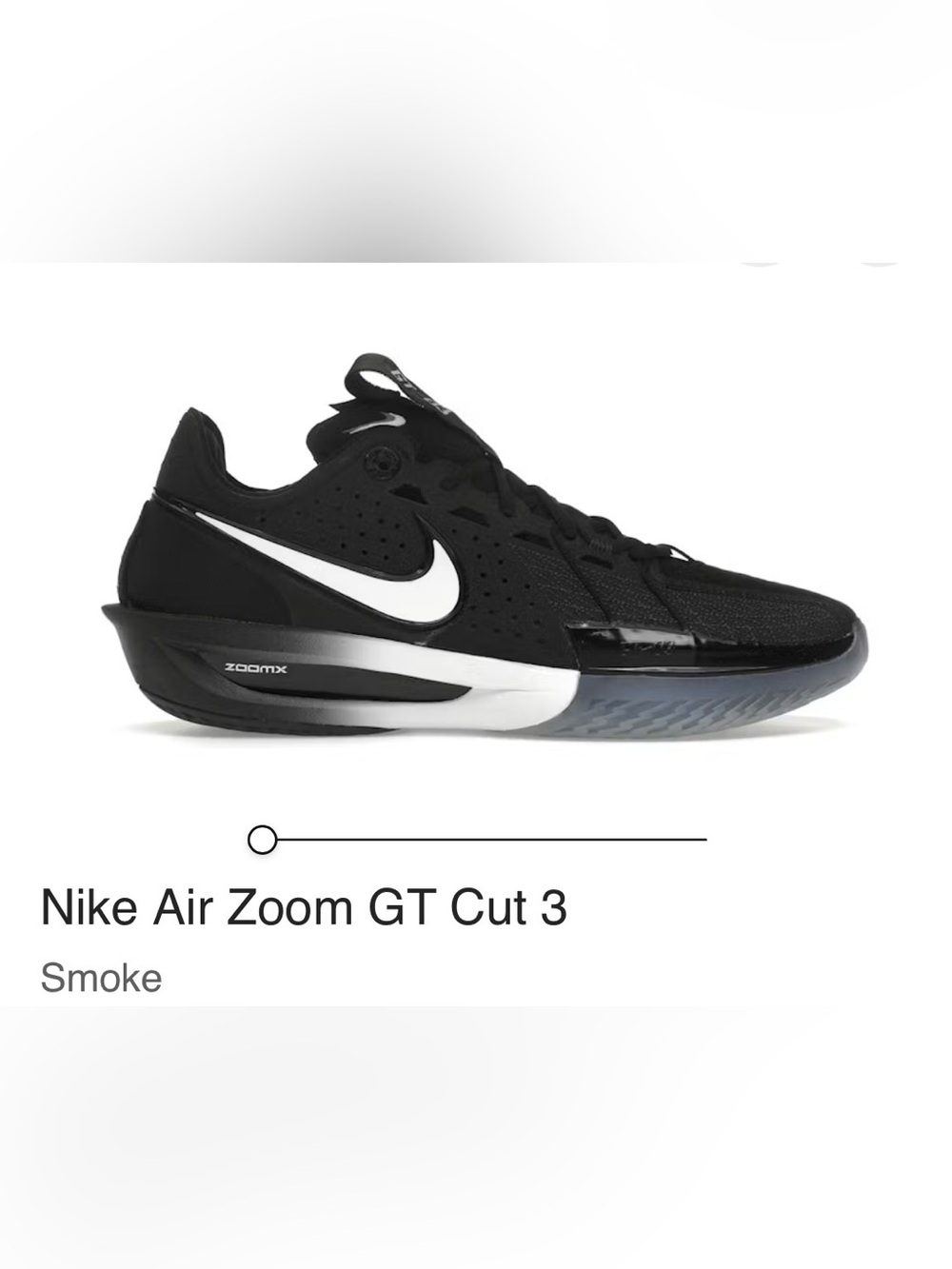 Nike Air Zoom GT Cut 3 Men's Basketball Shoes - Black/White (Smoke)